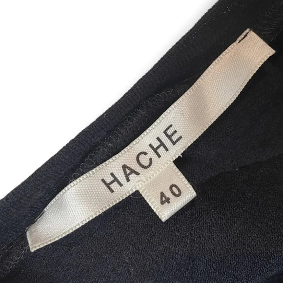 HACHE Wool  Navy Blue Polka Dot Loose Fit Ruffle Hem Top - Picture 8 of 8